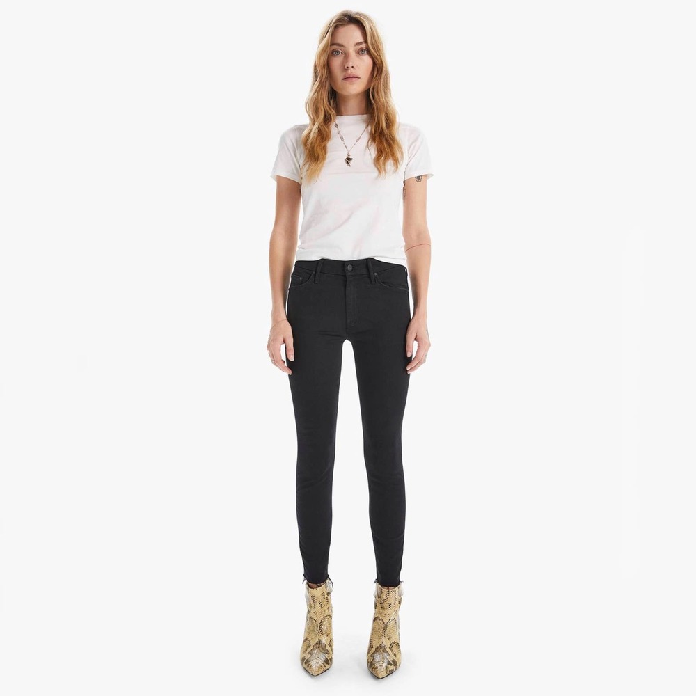 MOTHER Black Ankle Skinny Jeans